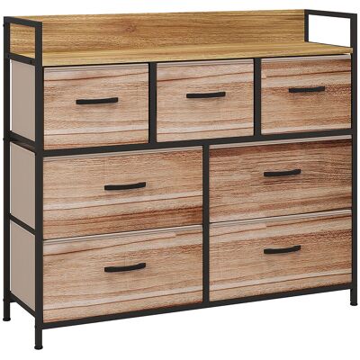 Commode HOMCOM 7 tiroirs - Structure en métal et MDF noire - 98x29x85cm - Publicité Commode HOMCOM 7 tiroirs - Structure en métal et MDF noire - 98x29x85cm - Publicité