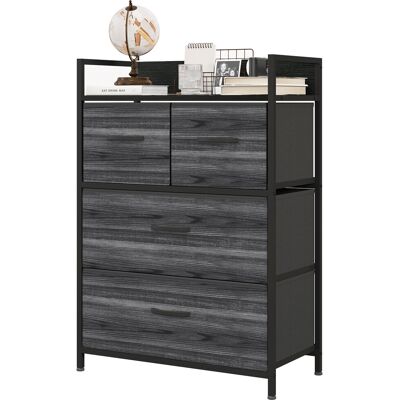 HOMCOM Commode, buffet, 4 tiroirs en tissu, design industriel, 60x29x85 cm, Noir - Publicité HOMCOM Commode, buffet, 4 tiroirs en tissu, design industriel, 60x29x85 cm, Noir - Publicité