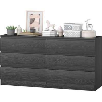 HOMCOM Commode de chambre 6 tiroirs Commode pour salon bureau Style moderne 140x40x71 cm Noir veiné - Publicité HOMCOM Commode de chambre 6 tiroirs Commode pour salon bureau Style moderne 140x40x71 cm Noir veiné - Publicité
