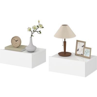 HOMCOM Jeu de 2 tables de chevet flottantes avec 1 tiroir montage mural style moderne pour chambre 40x30x15 cm Blanc - Publicité HOMCOM Jeu de 2 tables de chevet flottantes avec 1 tiroir montage mural style moderne pour chambre 40x30x15 cm Blanc - Publicité