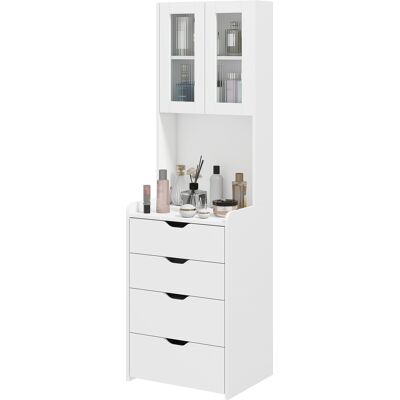 HOMCOM Coiffeuse de maquillage avec éclairage LED 3 couleurs Miroir rabattable et tabouret rembourré 3 tiroirs et étagères Blanc - Publicité HOMCOM Coiffeuse de maquillage avec éclairage LED 3 couleurs Miroir rabattable et tabouret rembourré 3 tiroirs et étagères Blanc - Publicité