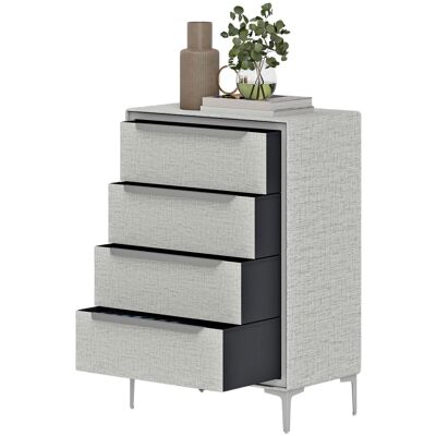 HOMCOM Commode 4 Tiroirs en Acier avec Revêtement en Tissu Effet Lin, 60x36x88 cm, Gris - Publicité HOMCOM Commode 4 Tiroirs en Acier avec Revêtement en Tissu Effet Lin, 60x36x88 cm, Gris - Publicité