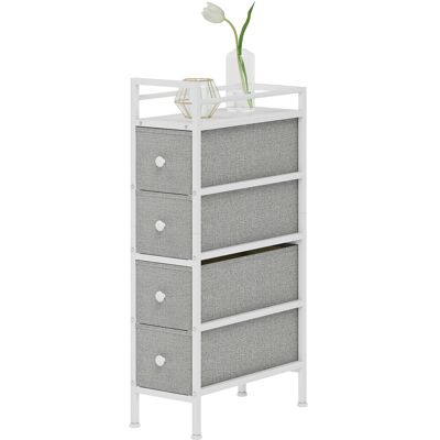 HOMCOM Commode 4 tiroirs en tissu, cadre en acier, commode pour chambre, petits espaces, salon, dressing, gris clair - Publicité HOMCOM Commode 4 tiroirs en tissu, cadre en acier, commode pour chambre, petits espaces, salon, dressing, gris clair - Publicité