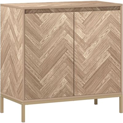Meuble de rangement HOMCOM en chêne avec portes à chevrons - Mobilier de rangement - Publicité Meuble de rangement HOMCOM en chêne avec portes à chevrons - Mobilier de rangement - Publicité