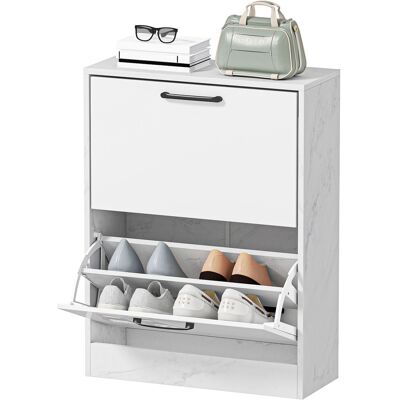 HOMCOM Meuble à chaussures étroit 2 portes haute brillance étagères réglables design marbre pour 8 paires de chaussures 60x24x80 cm Blanc - Publicité HOMCOM Meuble à chaussures étroit 2 portes haute brillance étagères réglables design marbre pour 8 paires de chaussures 60x24x80 cm Blanc - Publicité