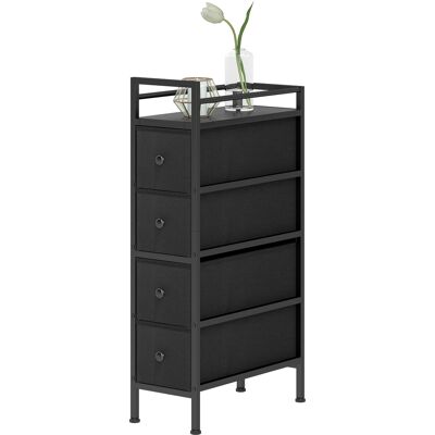HOMCOM Commode armoire avec 4 tiroirs en tissu non tissé Armoire de rangement avec cadre en acier, 20 cm x 43 cm x 81,5 cm, Noir - Publicité HOMCOM Commode armoire avec 4 tiroirs en tissu non tissé Armoire de rangement avec cadre en acier, 20 cm x 43 cm x 81,5 cm, Noir - Publicité