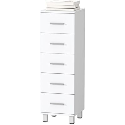 HOMCOM Commode à 5 tiroirs, meuble étroit pour chambre, commode moderne pour salon, couloir, armoire, Blanc - Publicité HOMCOM Commode à 5 tiroirs, meuble étroit pour chambre, commode moderne pour salon, couloir, armoire, Blanc - Publicité
