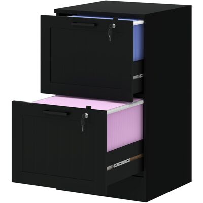 HOMCOM Caisson bureau, meuble rangement bois 2 tiroirs et serrure, barres de suspension réglables, 40 x 40 x 71 cm, noir - Publicité HOMCOM Caisson bureau, meuble rangement bois 2 tiroirs et serrure, barres de suspension réglables, 40 x 40 x 71 cm, noir - Publicité