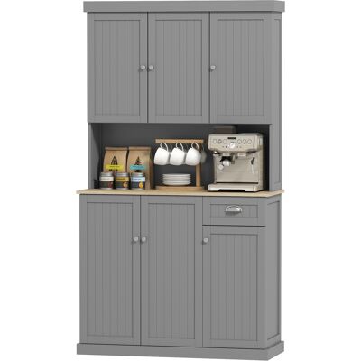 HOMCOM Meuble de cuisine en bois avec armoires et tiroir, buffet style campagnard avec étagères réglables, 101x39x180cm, Blanc - Publicité HOMCOM Meuble de cuisine en bois avec armoires et tiroir, buffet style campagnard avec étagères réglables, 101x39x180cm, Blanc - Publicité