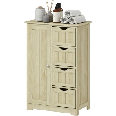 kleankin Armoire de salle de bain Colonne étroite avec 4 tiroirs et étagère réglable Style moderne 56x30x83 cm Bois naturel - Publicité kleankin Armoire de salle de bain Colonne étroite avec 4 tiroirs et étagère réglable Style moderne 56x30x83 cm Bois naturel - Publicité