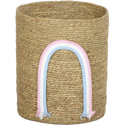 HOMCOM Panier de rangement 24,7 L avec décoration arc‑en‑ciel, grand panier tressé pour salle de bain, chambre, naturel - Publicité HOMCOM Panier de rangement 24,7 L avec décoration arc‑en‑ciel, grand panier tressé pour salle de bain, chambre, naturel - Publicité