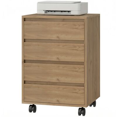 HOMCOM Caisson de bureau rangement bureau sur roulettes 4 tiroirs coulissants en bois aspect bois marron - Publicité HOMCOM Caisson de bureau rangement bureau sur roulettes 4 tiroirs coulissants en bois aspect bois marron - Publicité