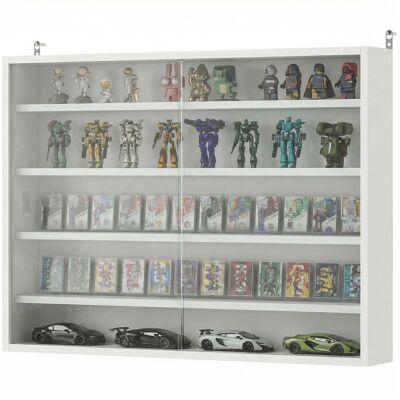 HOMCOM Vitrine murale en bois avec étagères réglables et 2 portes coulissantes en verre 80x9,5x60 cm Blanc - Publicité HOMCOM Vitrine murale en bois avec étagères réglables et 2 portes coulissantes en verre 80x9,5x60 cm Blanc - Publicité