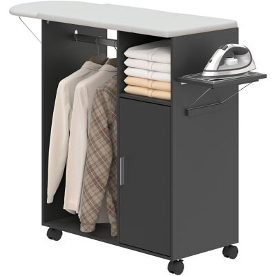 HOMCOM Meuble Planche à Repasser avec Surface Effet Lin, 3 Étagères en Cube et Rail, 127x42.5x99 cm, Noir - Publicité HOMCOM Meuble Planche à Repasser avec Surface Effet Lin, 3 Étagères en Cube et Rail, 127x42.5x99 cm, Noir - Publicité