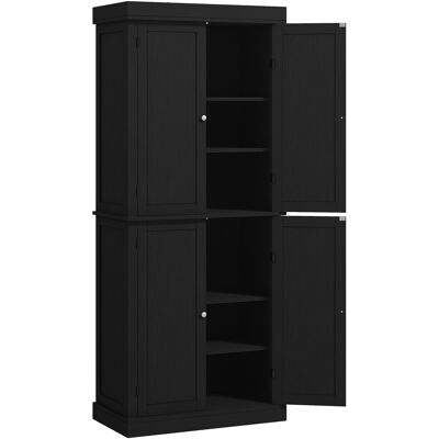 HOMCOM Meuble de Cuisine Haut avec 6 Étagères Réglables et 4 Portes en Bois, 76x40,5x184 cm, Noir - Publicité HOMCOM Meuble de Cuisine Haut avec 6 Étagères Réglables et 4 Portes en Bois, 76x40,5x184 cm, Noir - Publicité