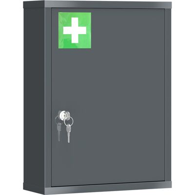 kleankin Armoire à médicaments à fixer au mur avec serrure, armoire murale en acier 3 niveaux, 40 x 15 x 53,5 cm, gris charbon - Publicité kleankin Armoire à médicaments à fixer au mur avec serrure, armoire murale en acier 3 niveaux, 40 x 15 x 53,5 cm, gris charbon - Publicité