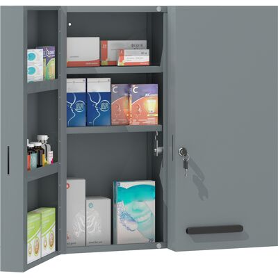 kleankin Armoire à pharmacie, armoire à médicaments verrouillable avec 2 portes et 6 étagères, gris charbon - Publicité kleankin Armoire à pharmacie, armoire à médicaments verrouillable avec 2 portes et 6 étagères, gris charbon - Publicité