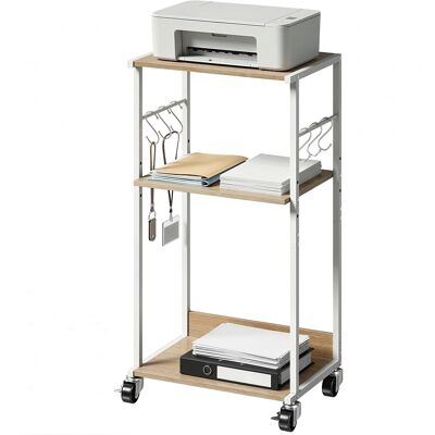 HOMCOM Support pour Imprimante 3 Niveaux avec Roulettes Meuble pour Imprimante avec Crochets et Cadre Métallique Bois Naturel - Publicité HOMCOM Support pour Imprimante 3 Niveaux avec Roulettes Meuble pour Imprimante avec Crochets et Cadre Métallique Bois Naturel - Publicité