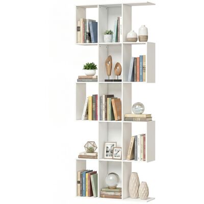 HOMCOM Bibliothèque en Forme de S à 5 Niveaux pour Salon Chambre Étude Bureau 80x24x200 cm Blanc - Publicité HOMCOM Bibliothèque en Forme de S à 5 Niveaux pour Salon Chambre Étude Bureau 80x24x200 cm Blanc - Publicité