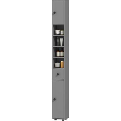 kleankin Armoire de salle de bains, 4 étagères, tiroir, panneau de particules, design élancé, Gris - Publicité kleankin Armoire de salle de bains, 4 étagères, tiroir, panneau de particules, design élancé, Gris - Publicité