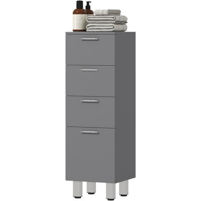 kleankin Meuble de salle de bain, armoire de bain, 4 tiroirs, panneau de particules, lisse, Gris - Publicité kleankin Meuble de salle de bain, armoire de bain, 4 tiroirs, panneau de particules, lisse, Gris - Publicité