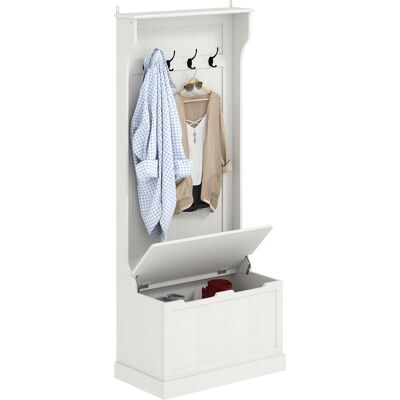 HOMCOM Porte-manteau range-chaussures avec banc de rangement 4 crochets style moderne 71,5x39,5x170 cm Blanc - Publicité HOMCOM Porte-manteau range-chaussures avec banc de rangement 4 crochets style moderne 71,5x39,5x170 cm Blanc - Publicité