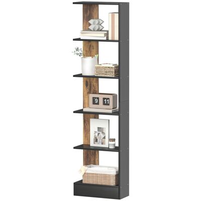 HOMCOM Bibliothèque moderne gain de place à 5 niveaux en bois 45x21x170 cm, Marron et Noir - Publicité HOMCOM Bibliothèque moderne gain de place à 5 niveaux en bois 45x21x170 cm, Marron et Noir - Publicité