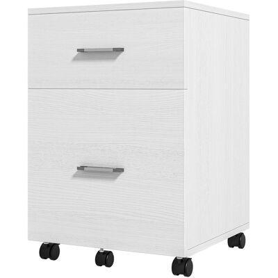 HOMCOM Caisson de Bureau 2 Tiroirs Roulettes Meuble Classeur Mobile pour Dossiers A4 ou Format Lettre 39,5x39x58,5 cm Blanc - Publicité HOMCOM Caisson de Bureau 2 Tiroirs Roulettes Meuble Classeur Mobile pour Dossiers A4 ou Format Lettre 39,5x39x58,5 cm Blanc - Publicité