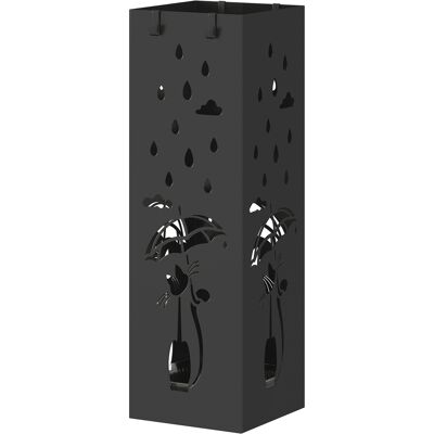HOMCOM Porte-parapluie carré avec bac, 15.5x15.5x49 cm, Noir - Publicité HOMCOM Porte-parapluie carré avec bac, 15.5x15.5x49 cm, Noir - Publicité
