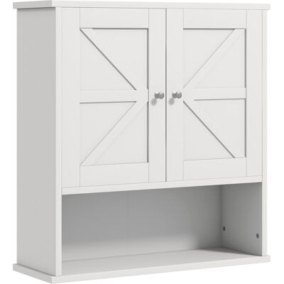 kleankin Armoire de Salle de Bain Murale Meuble de Salle de Bain Suspendu Rustique avec Compartiment Étagère Réglable 2 Portes Blanc - Publicité kleankin Armoire de Salle de Bain Murale Meuble de Salle de Bain Suspendu Rustique avec Compartiment Étagère Réglable 2 Portes Blanc - Publicité