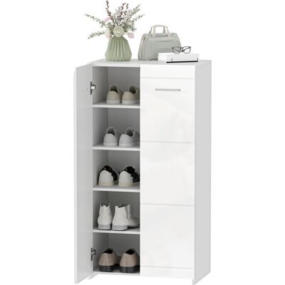 HOMCOM Armoire à chaussures laquée, rangement pour chaussures avec étagères réglables pour couloir, hall, capacité pour 10 paires, blanc - Publicité HOMCOM Armoire à chaussures laquée, rangement pour chaussures avec étagères réglables pour couloir, hall, capacité pour 10 paires, blanc - Publicité