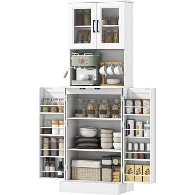 HOMCOM Armoire de cuisine, étagère réglable, plan de travail, portes en acrylique, passe-câble, pour salon, cuisine, salle à manger, MDF, Blanc - Publicité HOMCOM Armoire de cuisine, étagère réglable, plan de travail, portes en acrylique, passe-câble, pour salon, cuisine, salle à manger, MDF, Blanc - Publicité