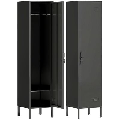 HOMCOM Casier métallique avec porte verrouillable et tringle, casier en acier individuel pour la maison ou le bureau, Noir - Publicité HOMCOM Casier métallique avec porte verrouillable et tringle, casier en acier individuel pour la maison ou le bureau, Noir - Publicité