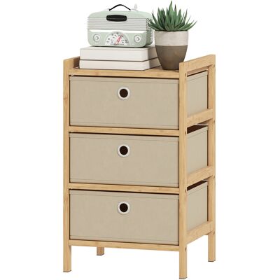HOMCOM Commode avec 3 tiroirs en tissu Structure en bambou Commode pour petits espaces Crème et naturel - Publicité HOMCOM Commode avec 3 tiroirs en tissu Structure en bambou Commode pour petits espaces Crème et naturel - Publicité