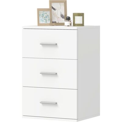 HOMCOM Table de chevet avec 3 tiroirs, commode d'appoint pour chambre, MDF, blanc - Publicité HOMCOM Table de chevet avec 3 tiroirs, commode d'appoint pour chambre, MDF, blanc - Publicité