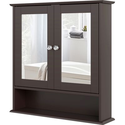 kleankin Armoire de Salle de Bain avec Miroir Armoire Murale 2 Portes Étagère Ouverte Étagère Réglable 56x13x58cm Marron foncé - Publicité kleankin Armoire de Salle de Bain avec Miroir Armoire Murale 2 Portes Étagère Ouverte Étagère Réglable 56x13x58cm Marron foncé - Publicité
