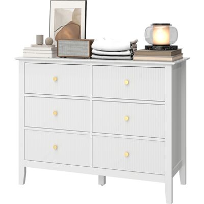 HOMCOM Commode Sideboard 6 tiroirs - Armoire de rangement moderne pour salon, chambre, entrée 100 x 40 x 78 cm Blanc - Publicité HOMCOM Commode Sideboard 6 tiroirs - Armoire de rangement moderne pour salon, chambre, entrée 100 x 40 x 78 cm Blanc - Publicité