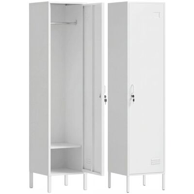 HOMCOM Armoire Métallique avec Porte Verrouillable, Porte-étiquette et Barre Porte-manteaux, 40x40x179 cm, Blanc - Publicité HOMCOM Armoire Métallique avec Porte Verrouillable, Porte-étiquette et Barre Porte-manteaux, 40x40x179 cm, Blanc - Publicité