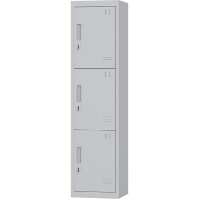 HOMCOM Armoire de bureau en acier à 3 portes indépendantes avec serrure et 2 clés, 45x38x180 cm, Gris Chiaro - Publicité HOMCOM Armoire de bureau en acier à 3 portes indépendantes avec serrure et 2 clés, 45x38x180 cm, Gris Chiaro - Publicité