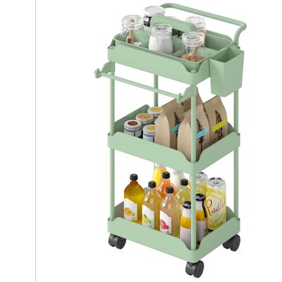 HOMCOM Chariot auxiliaire à roulettes 3 niveaux chariot de cuisine avec paniers amovibles et porte-serviettes vert - Publicité HOMCOM Chariot auxiliaire à roulettes 3 niveaux chariot de cuisine avec paniers amovibles et porte-serviettes vert - Publicité