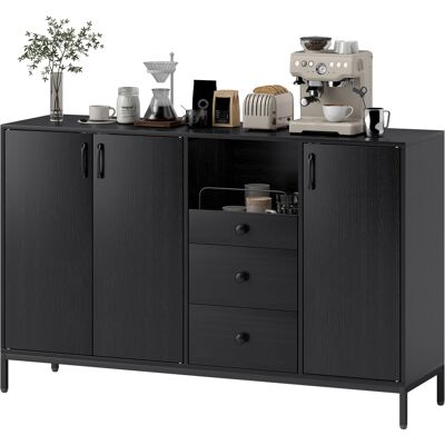 HOMCOM Buffet 3 Portes Buffet de Salon avec 3 Tiroirs Étagères Réglables pour Cuisine Entrée Noir 143,5x40x90 cm - Publicité HOMCOM Buffet 3 Portes Buffet de Salon avec 3 Tiroirs Étagères Réglables pour Cuisine Entrée Noir 143,5x40x90 cm - Publicité