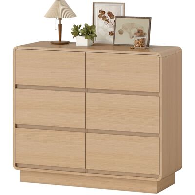 HOMCOM Buffet 100 cm, meuble buffet à 6 tiroirs, commode pour cuisine, salon, salle à manger, bois naturel - Publicité HOMCOM Buffet 100 cm, meuble buffet à 6 tiroirs, commode pour cuisine, salon, salle à manger, bois naturel - Publicité
