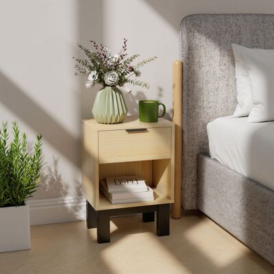 HOMCOM Table de chevet, chevet avec tiroir, compartiment ouvert, commode de nuit pour chambre, salon, 35 x 26 x 50 cm, Chêne - Publicité HOMCOM Table de chevet, chevet avec tiroir, compartiment ouvert, commode de nuit pour chambre, salon, 35 x 26 x 50 cm, Chêne - Publicité