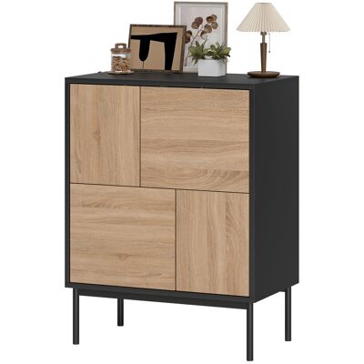 HOMCOM Buffet avec portes push-to-open, armoire de salle à manger avec pieds métalliques, meuble de cuisine, MDF, Noir+bois naturel - Publicité HOMCOM Buffet avec portes push-to-open, armoire de salle à manger avec pieds métalliques, meuble de cuisine, MDF, Noir+bois naturel - Publicité