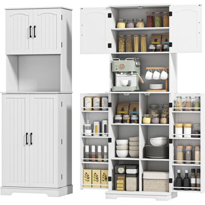 HOMCOM Buffet de Cuisine Style Campagne, 2 Armoires et 8 Porte-épices, 60x40x181.5 cm, Blanc - Publicité HOMCOM Buffet de Cuisine Style Campagne, 2 Armoires et 8 Porte-épices, 60x40x181.5 cm, Blanc - Publicité