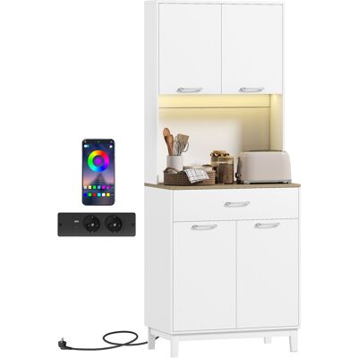 HOMCOM Buffet Moderne avec Lumières LED, Prises Électriques et USB, 2 Armoires et Tiroir, 71x40x180 cm, Blanc - Publicité HOMCOM Buffet Moderne avec Lumières LED, Prises Électriques et USB, 2 Armoires et Tiroir, 71x40x180 cm, Blanc - Publicité
