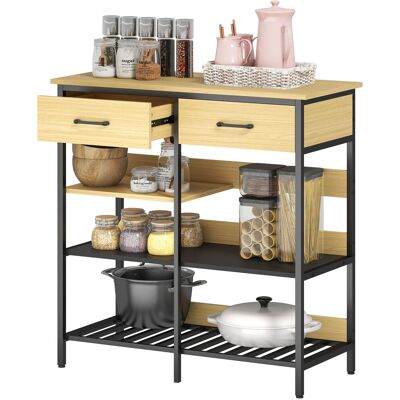 HOMCOM Buffet, commode avec 2 tiroirs, 3 étagères ouvertes meuble de cuisine pour cuisine, salon 90 x 40 x 91 cm, Bois naturel - Publicité HOMCOM Buffet, commode avec 2 tiroirs, 3 étagères ouvertes meuble de cuisine pour cuisine, salon 90 x 40 x 91 cm, Bois naturel - Publicité