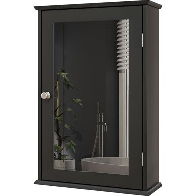 kleankin Meuble Mural de Salle de Bain avec Miroir et Porte à Fermeture Magnétique, 41x14x60 cm, Noir - Publicité kleankin Meuble Mural de Salle de Bain avec Miroir et Porte à Fermeture Magnétique, 41x14x60 cm, Noir - Publicité