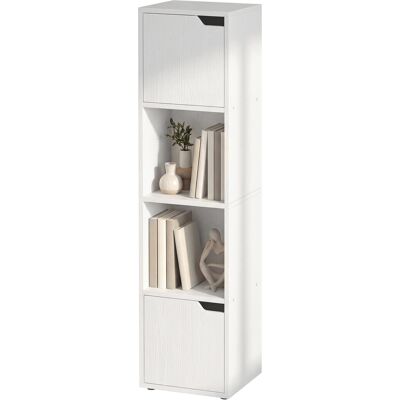 HOMCOM Étagère à livres avec 2 portes bibliothèque étroite 4 niveaux avec 2 étagères ouvertes 30x29x119 cm Blanc - Publicité HOMCOM Étagère à livres avec 2 portes bibliothèque étroite 4 niveaux avec 2 étagères ouvertes 30x29x119 cm Blanc - Publicité