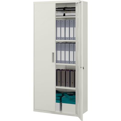 HOMCOM Armoire de bureau à 5 niveaux, armoire en acier avec 2 portes et 4 étagères réglables, verrouillable, blanc - Publicité HOMCOM Armoire de bureau à 5 niveaux, armoire en acier avec 2 portes et 4 étagères réglables, verrouillable, blanc - Publicité